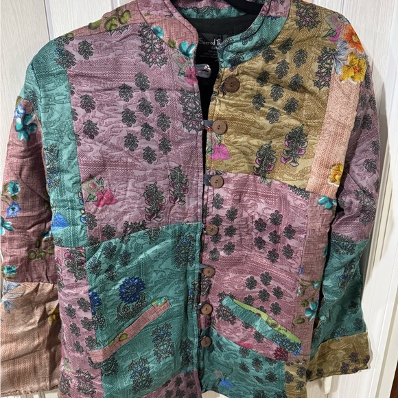 New Sacred Threads patchwork floral jacket coat as S/M - Picture 3 of 5